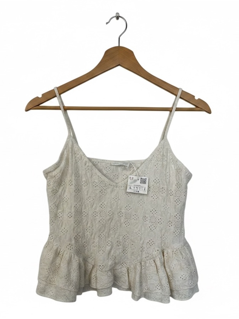 Zara cream/off white embroidered peplum
